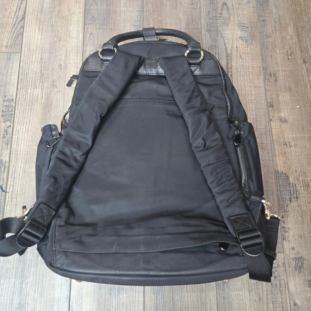Lo & Sons Rowledge Black Nylon Leather Convertible Laptop Backpack Large Travel